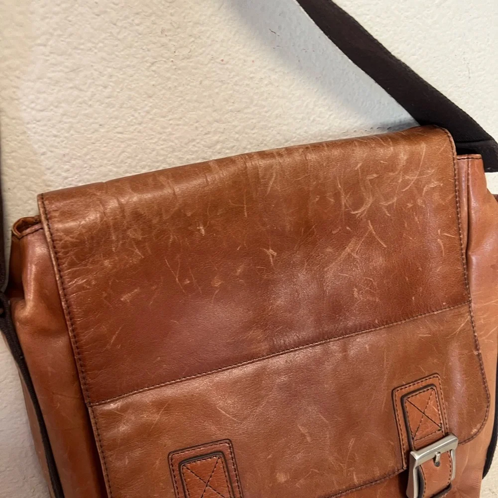 FOSSIL Messenger‎ Crossbody Bag Unisex Brown Distressed Leather Business School